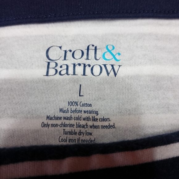 Croft and Barrow Horizontal Stripes 3/4 Sleeves Shirt - Picture 2 of 2